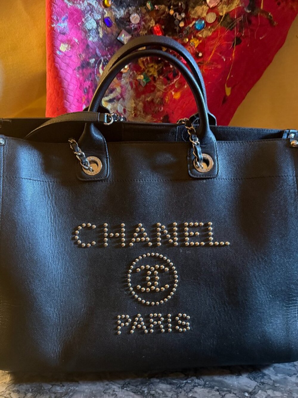 Chanel Studded Deauville Tote